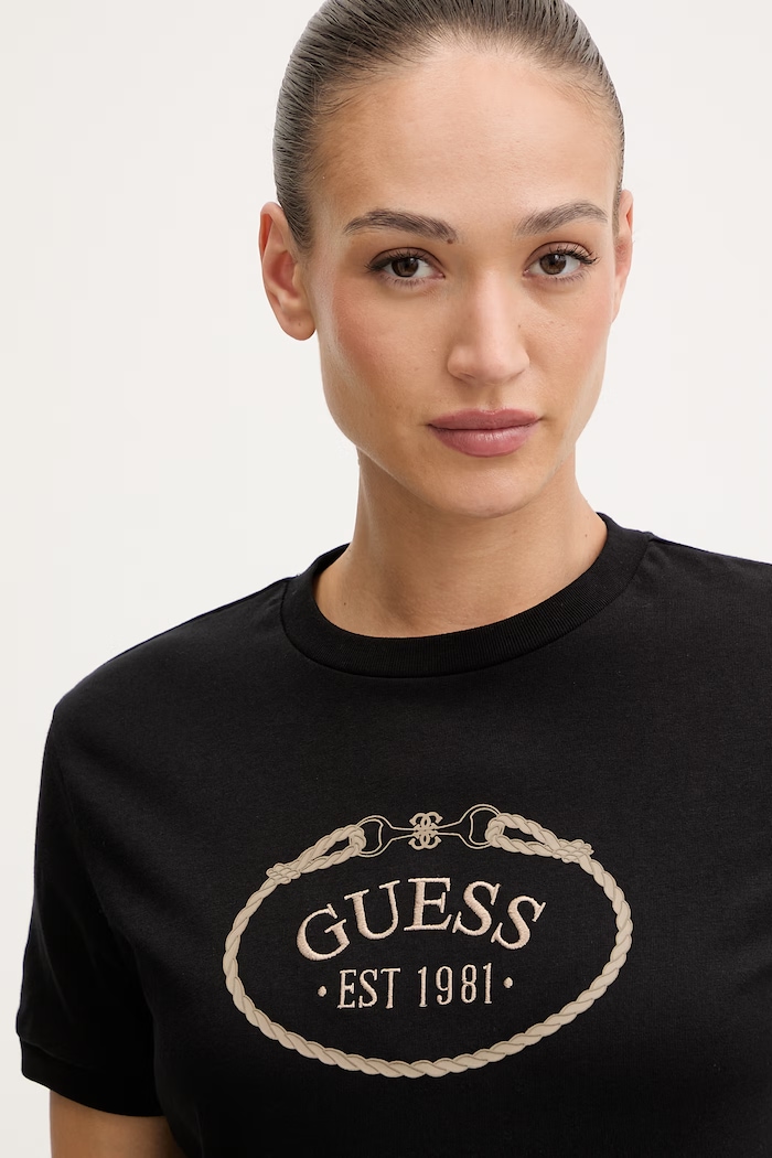 Bavlnené tričko Guess ROSALBA čierna V6RI04.K8FQ4