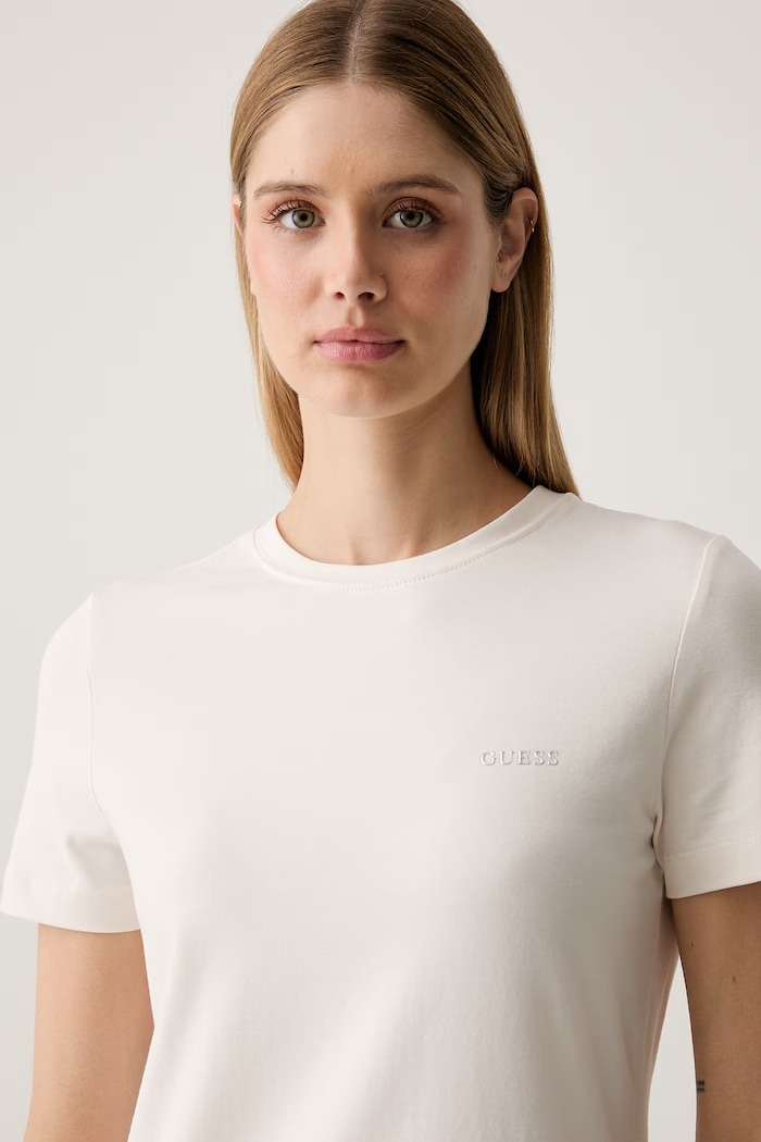 Guess t-shirt γυναικείο με βαμβάκι TRACEY μπεζ V6RI07.J1314