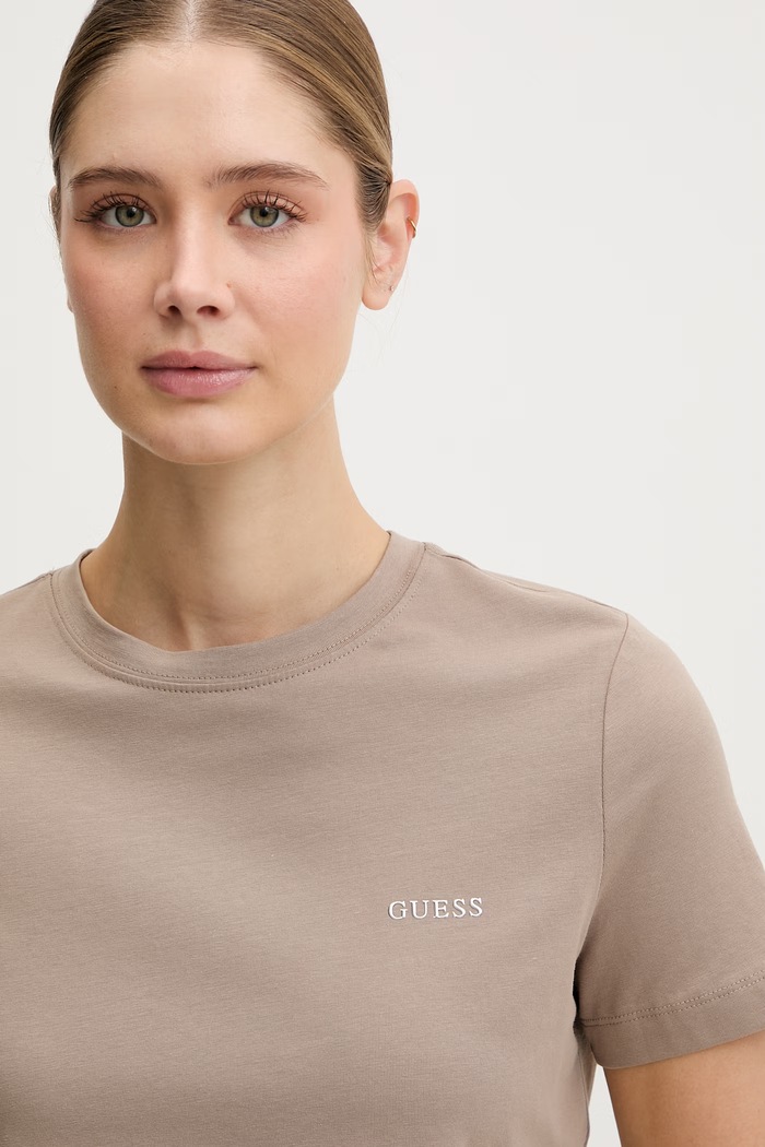 Guess t-shirt γυναικείο με βαμβάκι TRACEY μπεζ V6RI07.J1314