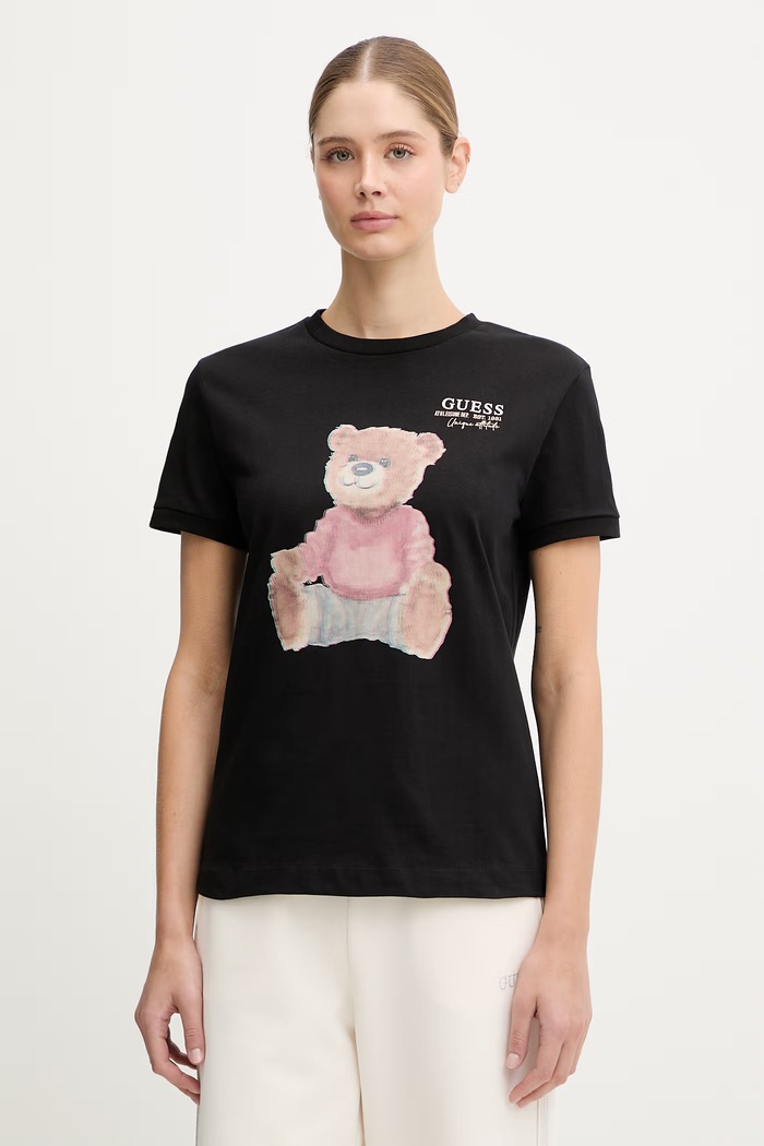 Guess t-shirt in cotone CARLA sovrastampa nero V6RI08.K8FQ4