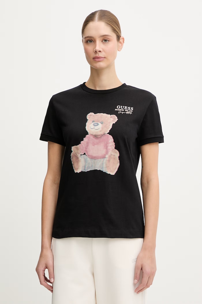 Guess t-shirt in cotone CARLA sovrastampa nero V6RI08.K8FQ4