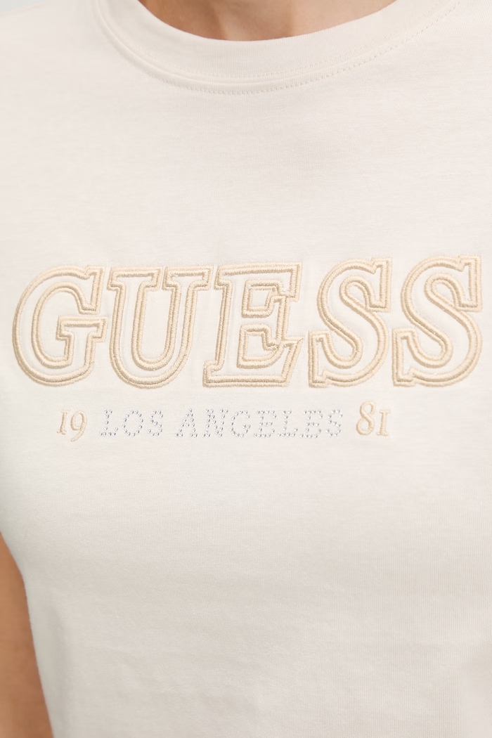 Βαμβακερό μπλουζάκι Guess KETTY V6RI10.I3Z14 μπεζ