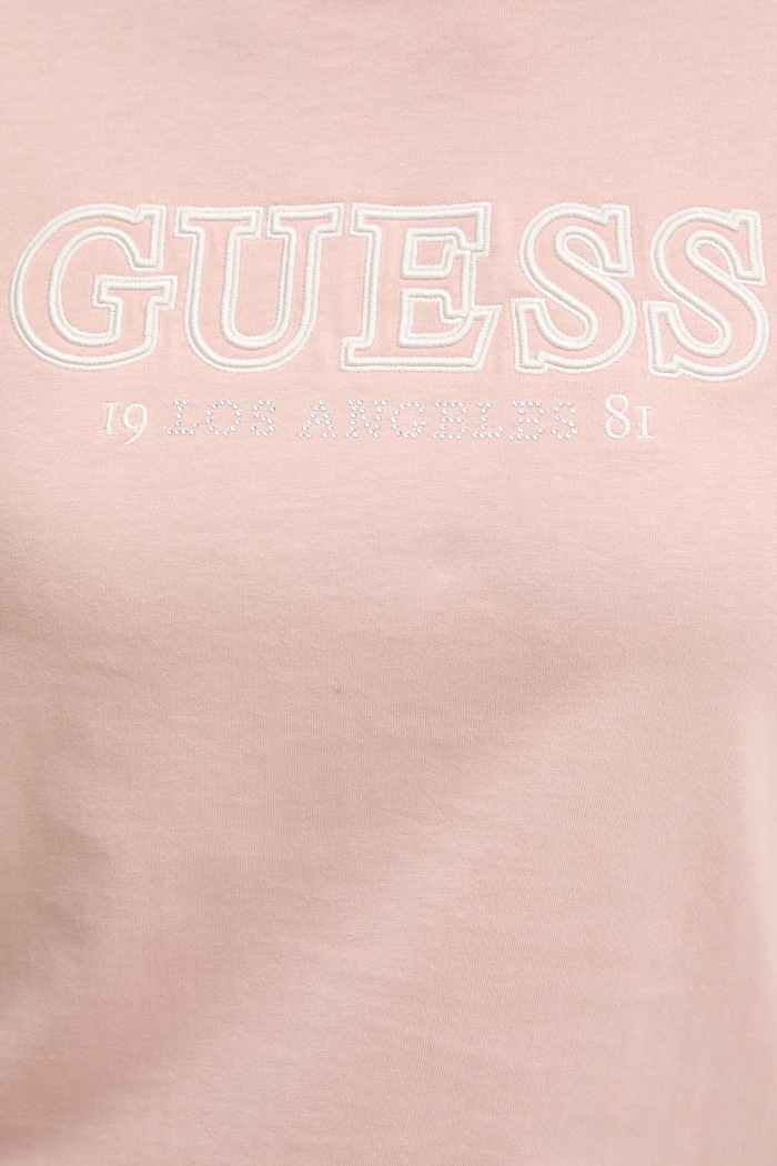 Βαμβακερό μπλουζάκι Guess KETTY V6RI10.I3Z14 ροζ