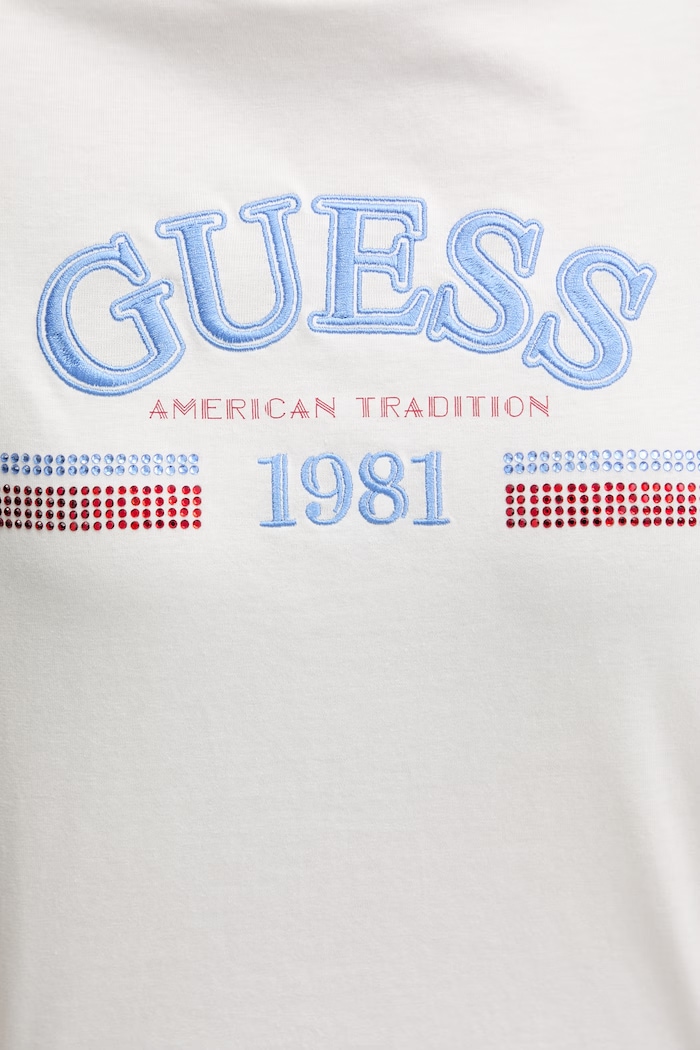 Βαμβακερό μπλουζάκι Guess ALDA V6RI16.I3Z14 μπεζ