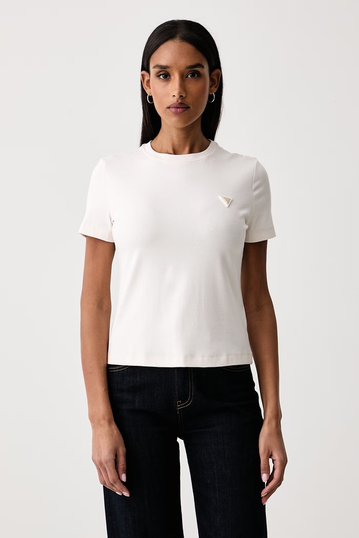 Guess T-shirt γυναικείο με βαμβάκι SONIA μπεζ V6RI17.KD741