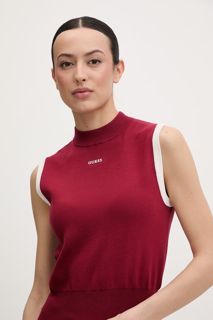 Guess dámsky top s viskózou LAURENE červená V6RP07.Z4642