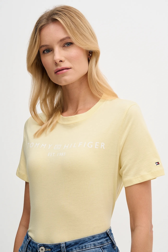 Tommy Hilfiger tričko dámske bavlnené žltá WW0WW40276.