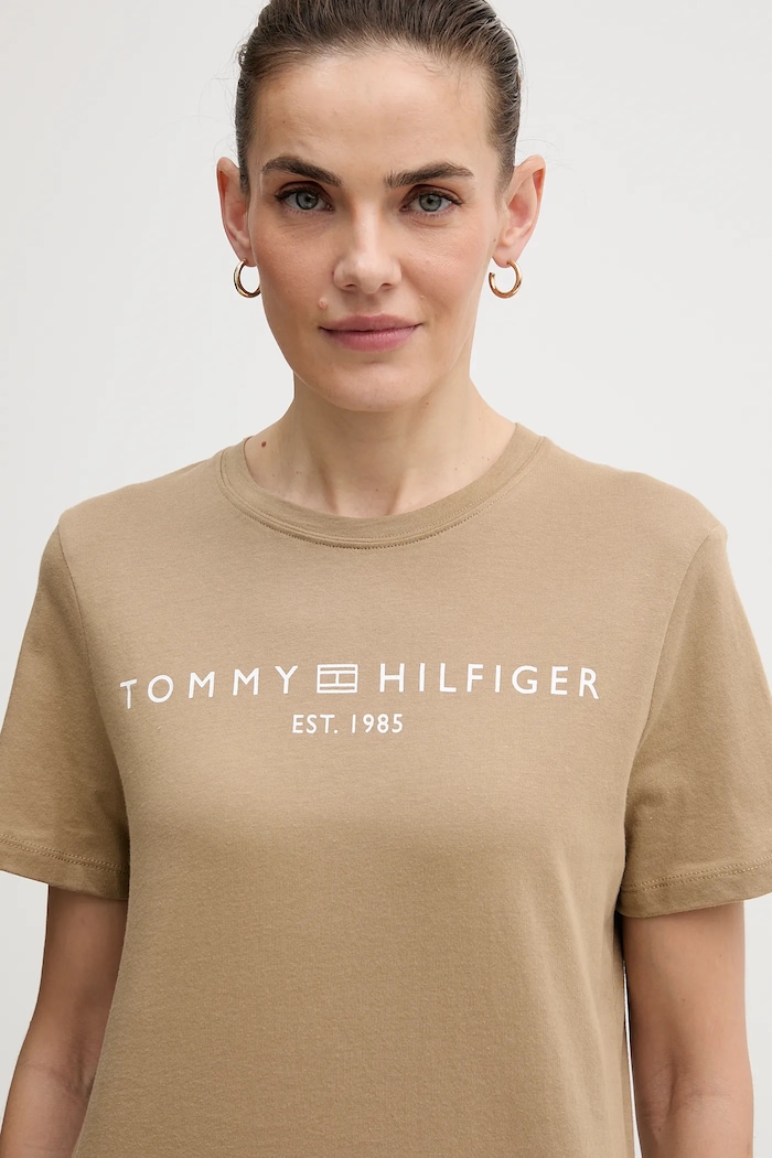 Tommy Hilfiger тениска дамска от памук бежов WW0WW40276.