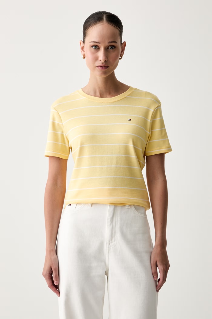Tommy Hilfiger T-shirt damski bawełniany żółty WW0WW40587.