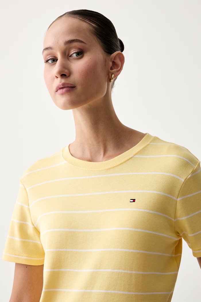 Tommy Hilfiger T-shirt damski bawełniany żółty WW0WW40587.