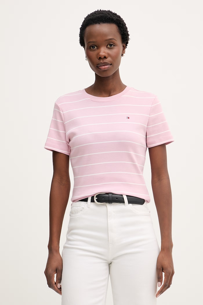 Tommy Hilfiger tričko dámske bavlnené ružová WW0WW40587.