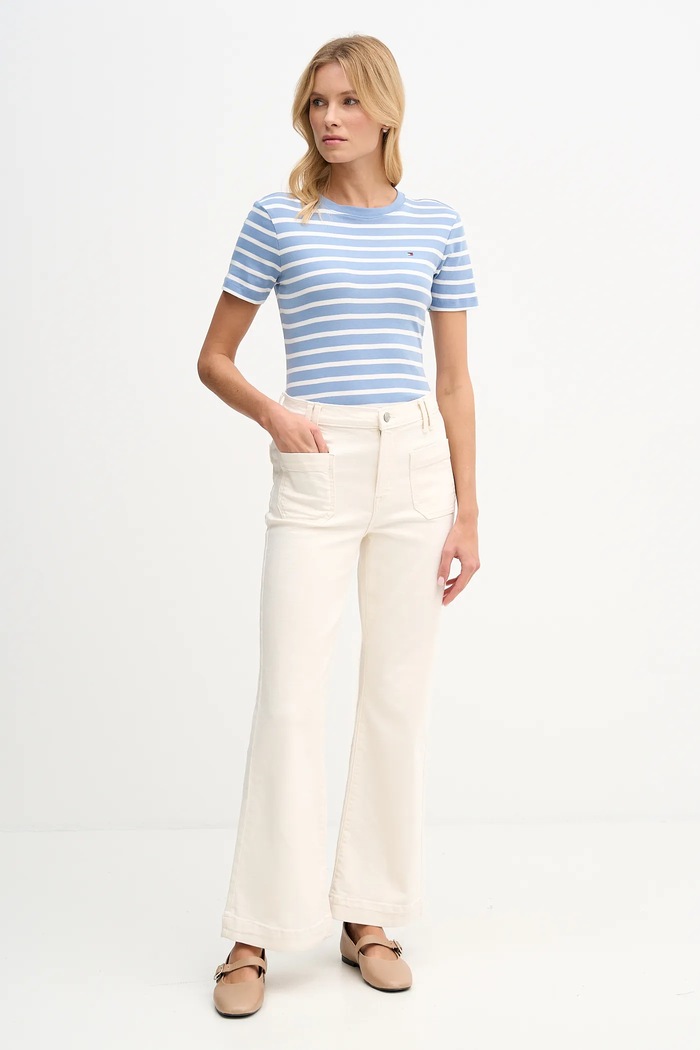 Tommy Hilfiger tričko dámske bavlnené WW0WW40587. modrá SS26