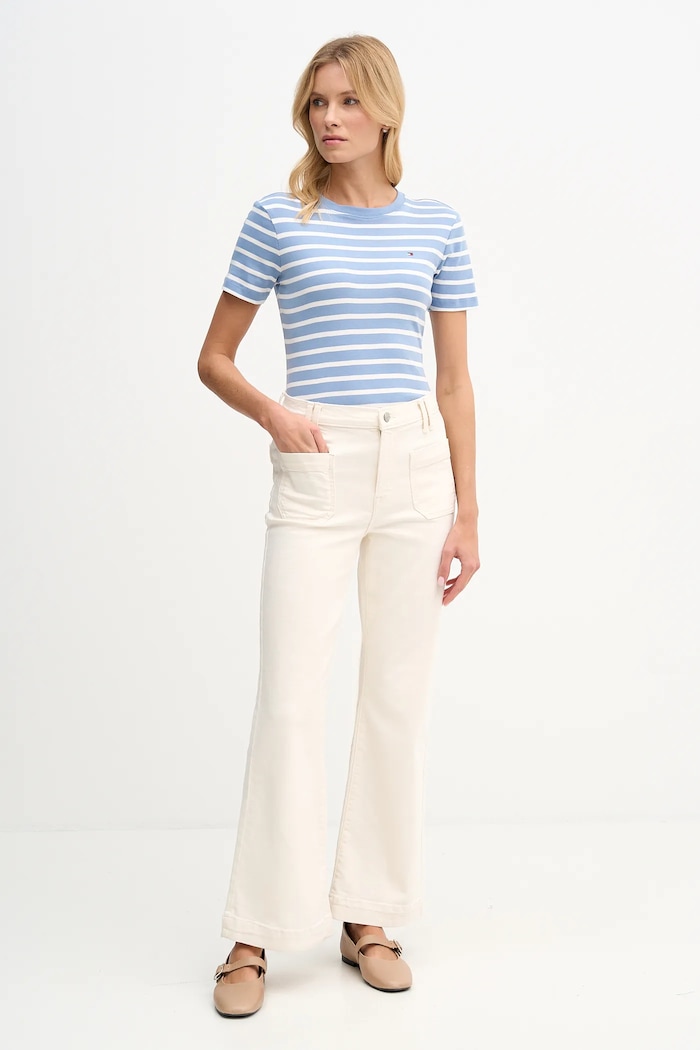 Tommy Hilfiger tričko dámske bavlnené WW0WW40587. modrá SS26
