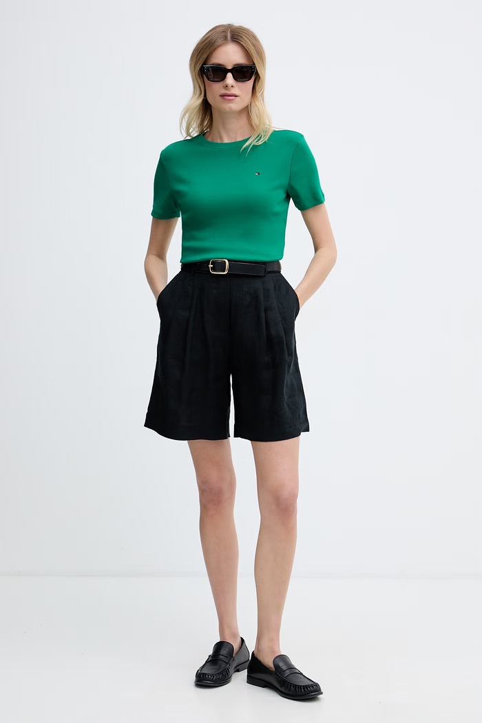 Tommy Hilfiger tričko dámske bavlnené WW0WW40587. zelená SS26