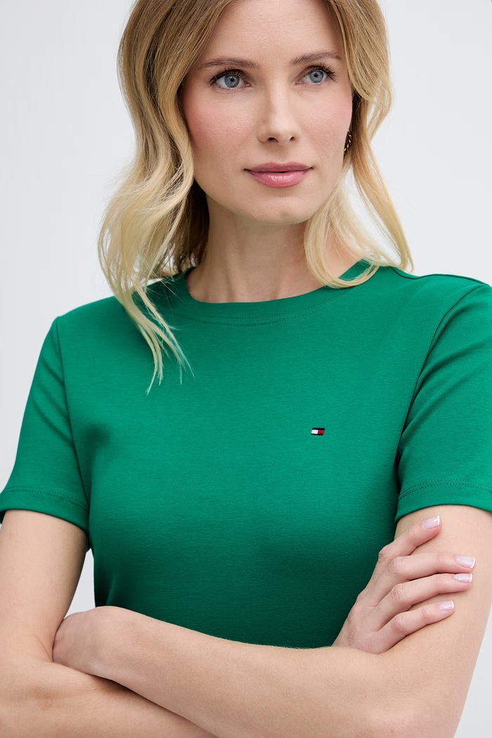 Tommy Hilfiger tričko dámske bavlnené zelená WW0WW40587.