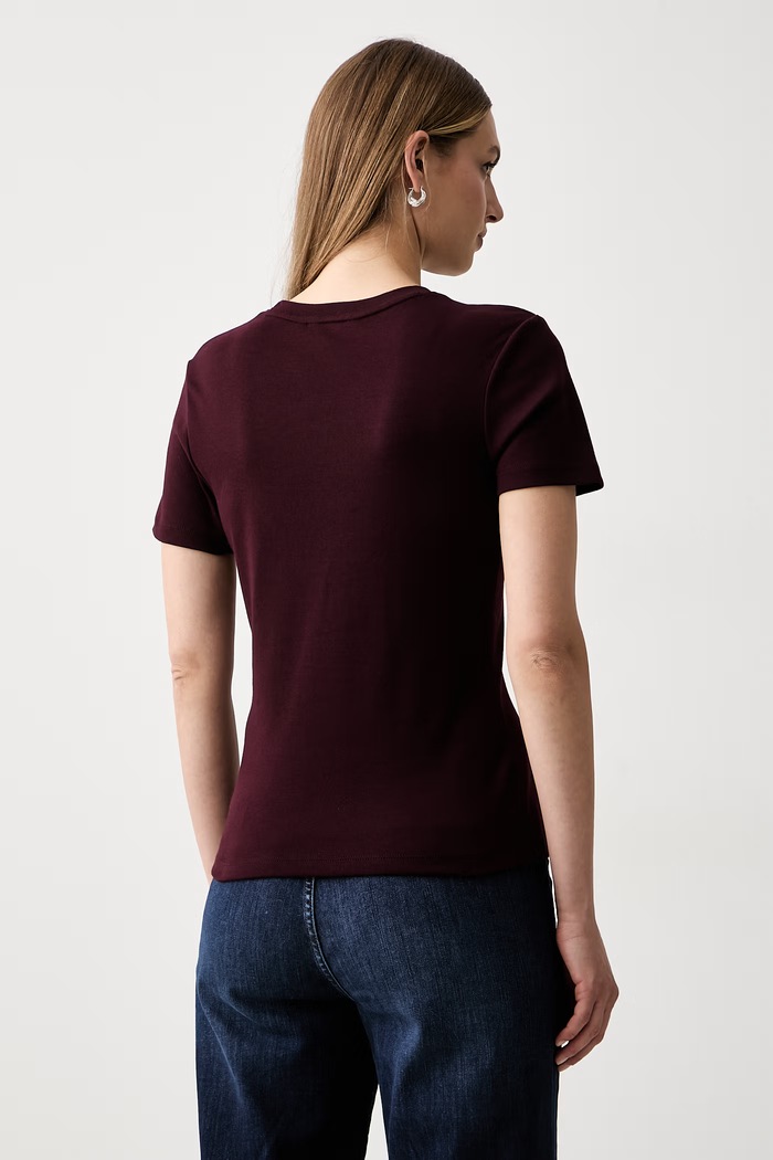 Oblečení Tommy Hilfiger tričko dámské bavlněné WW0WW40587. burgundské