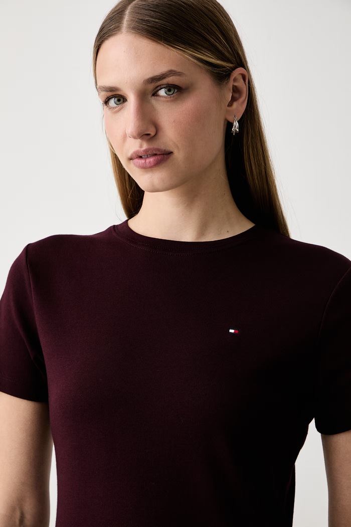 Tommy Hilfiger tričko dámské bavlněné burgundské WW0WW40587.