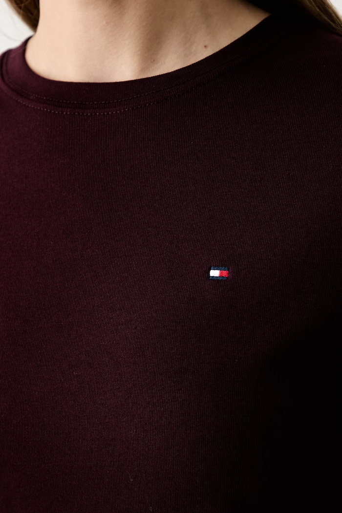 Tommy Hilfiger tričko dámské bavlněné WW0WW40587. burgundské