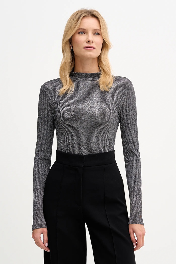 Tommy Hilfiger hosszú ujjú elasztánnal szürke WW0WW49391