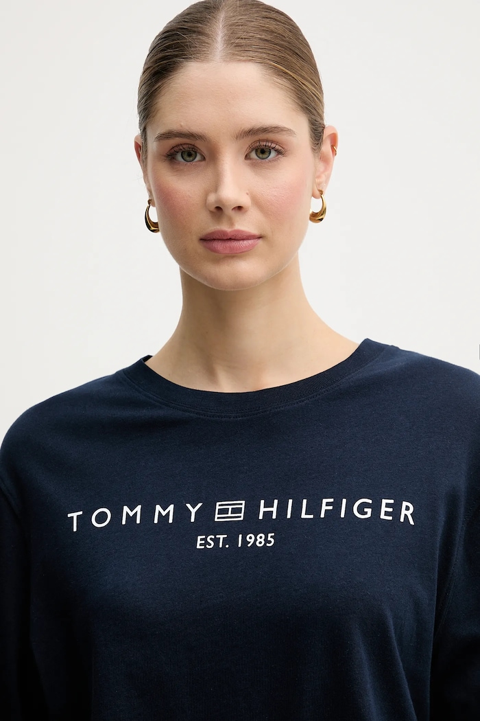 Tommy Hilfiger Majica za žene od pamuka mornarsko plava WW0WW47811