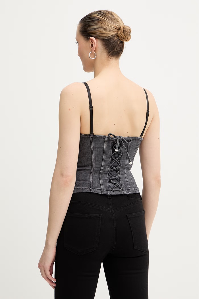 Oblečenie Džínsový top Guess CECILE W6RH80.D6921 sivá