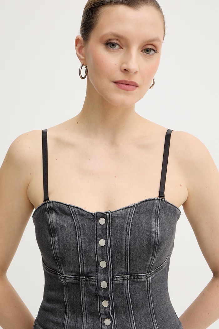 Džínsový top Guess CECILE sivá W6RH80.D6921