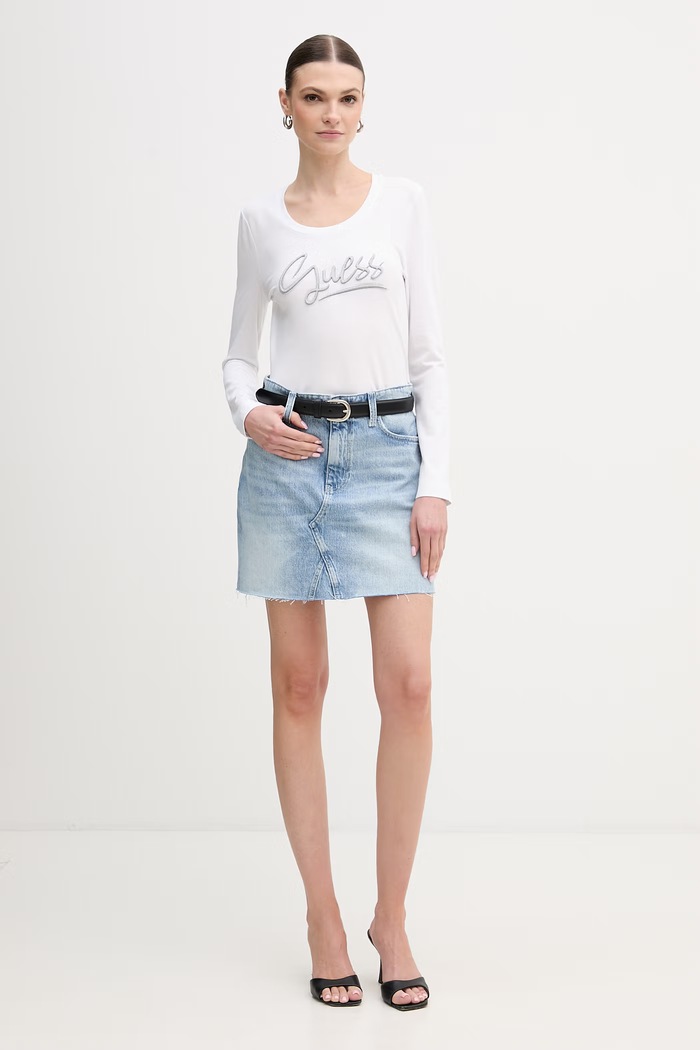 Tričko s dlouhým rukávem Guess W6RI25.J1314 bílá SS26
