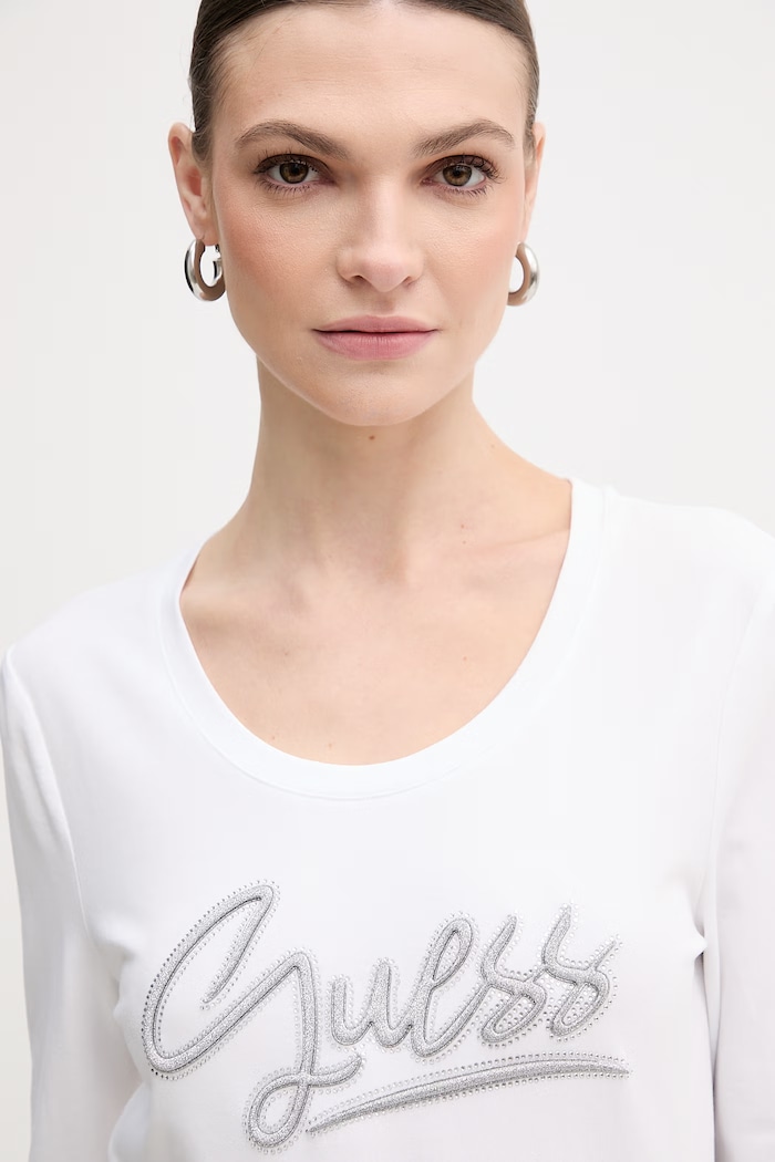 Tričko s dlouhým rukávem Guess bílá W6RI25.J1314