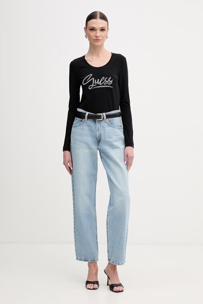 Tričko s dlouhým rukávem Guess W6RI25.J1314 černá SS26