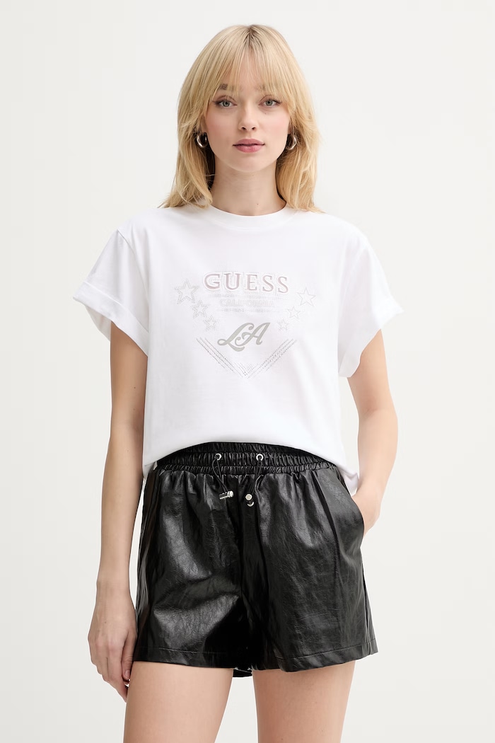Guess t-shirt in cotone sovrastampa bianco W6RI30.I3Z14