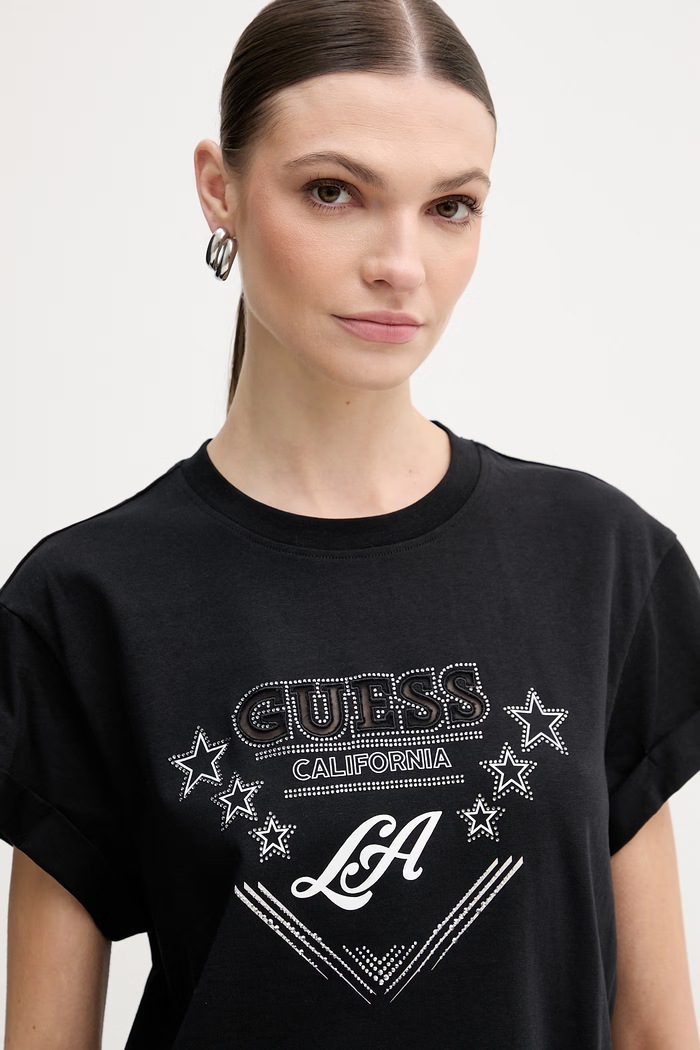 Bavlněné tričko Guess černá W6RI30.I3Z14