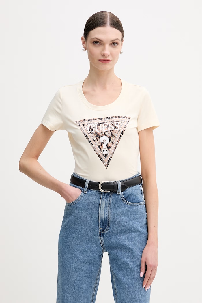Tričko Guess LEO slim béžová W6RI32.J1314