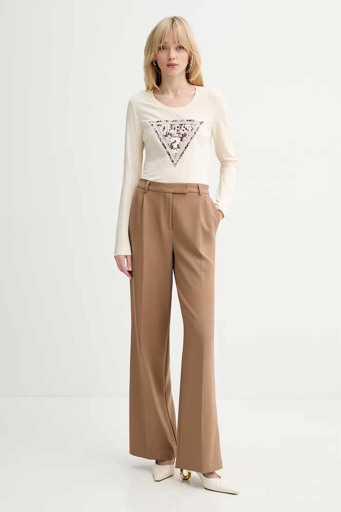 Блуза с дълги ръкави Guess LEO W6RI33.J1314 бежов SS26