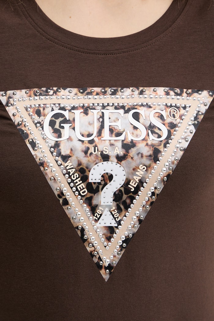 Tričko s dlouhým rukávem Guess LEO W6RI33.J1314 hnědá