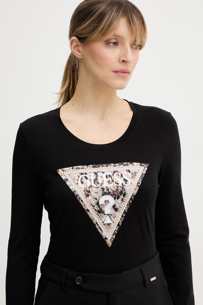 Блуза с дълги ръкави Guess LEO черен W6RI33.J1314
