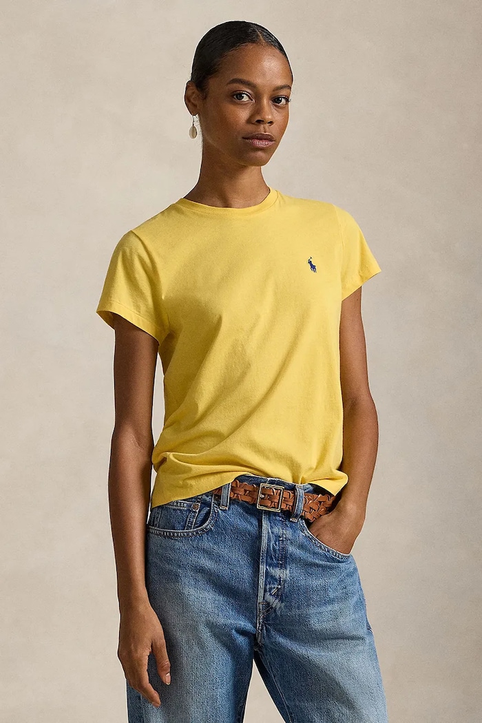 Polo Ralph Lauren Tricou femei din bumbac imprimeu galben 211B14605