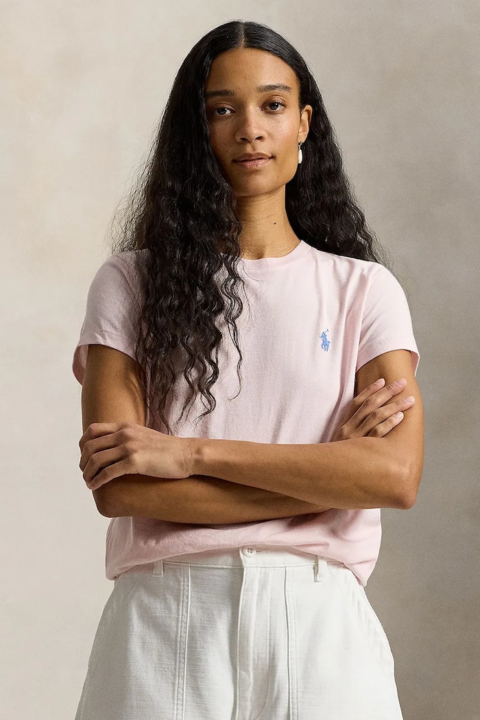 Polo Ralph Lauren t-shirt in cotone da donna regolare rosa 211B14605