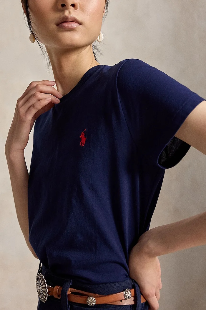 Polo Ralph Lauren T-shirt damski bawełniany granatowy 211B14605