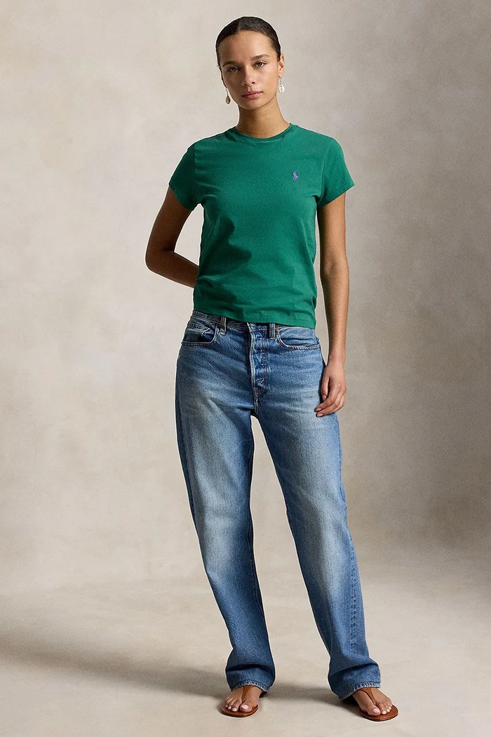 Odzież Polo Ralph Lauren T-shirt damski bawełniany 211B14605 zielony