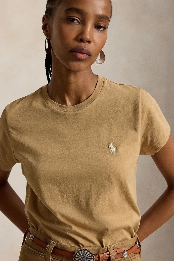 Polo Ralph Lauren T-shirt damski bawełniany beżowy 211B14605