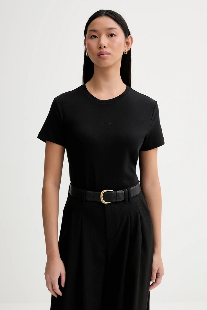 Calvin Klein pamut póló pamut fekete LV044E205G