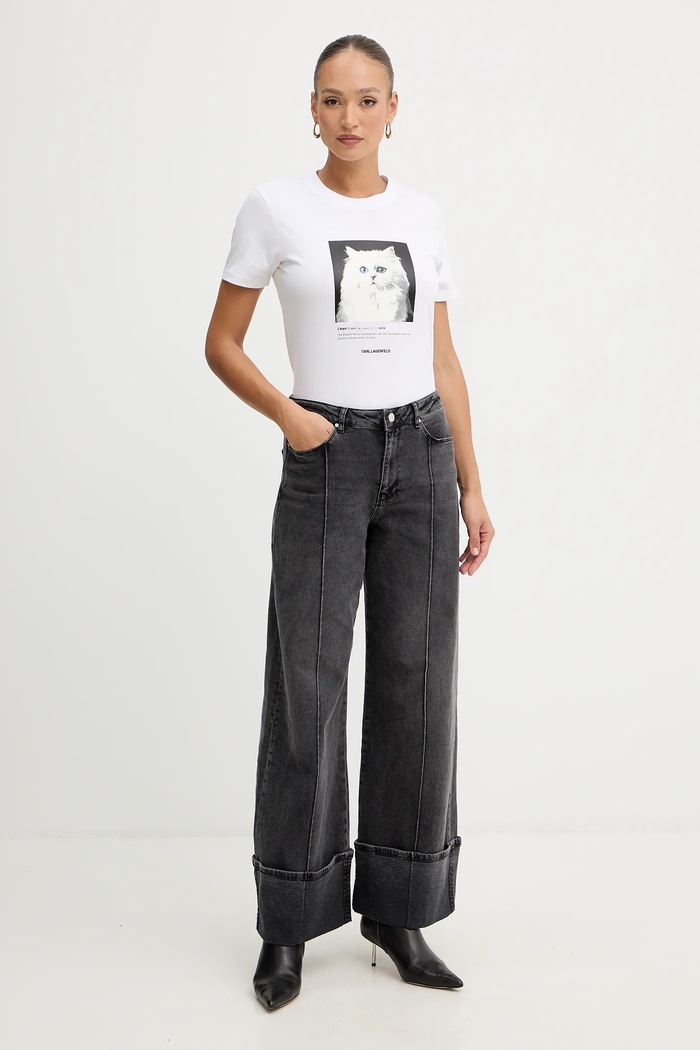 Karl Lagerfeld pamut póló B1W17019 fehér SS26