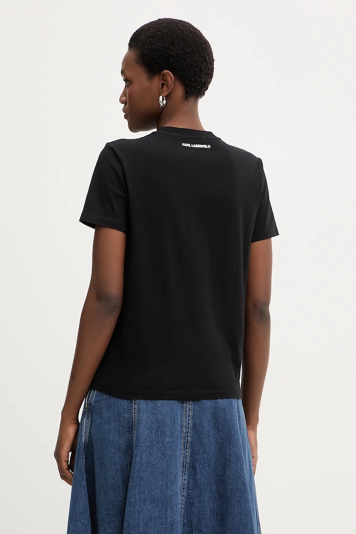 Ρούχα Βαμβακερό μπλουζάκι Karl Lagerfeld B1W17019 μαύρο
