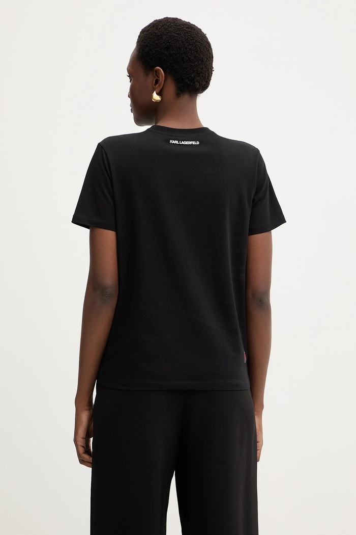 Ρούχα Βαμβακερό μπλουζάκι Karl Lagerfeld IKON B1W17038 μαύρο