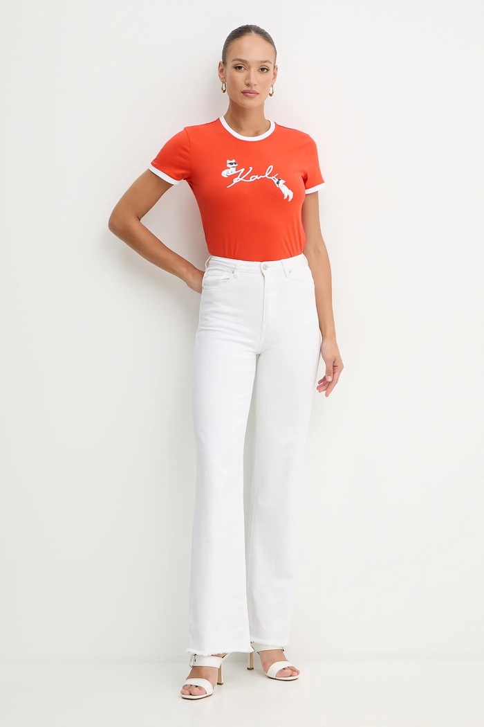 Karl Lagerfeld tricou din bumbac IKON B1W17040 portocaliu SS26