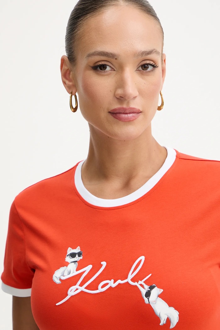 Karl Lagerfeld tricou din bumbac IKON portocaliu B1W17040