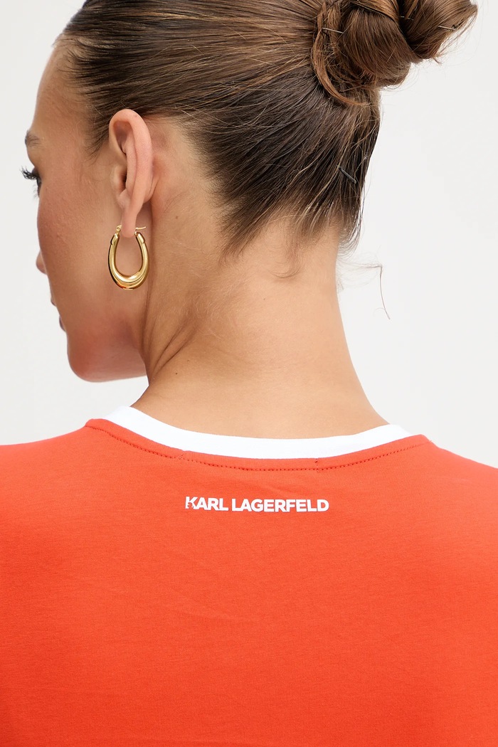 Karl Lagerfeld tricou din bumbac IKON B1W17040 portocaliu
