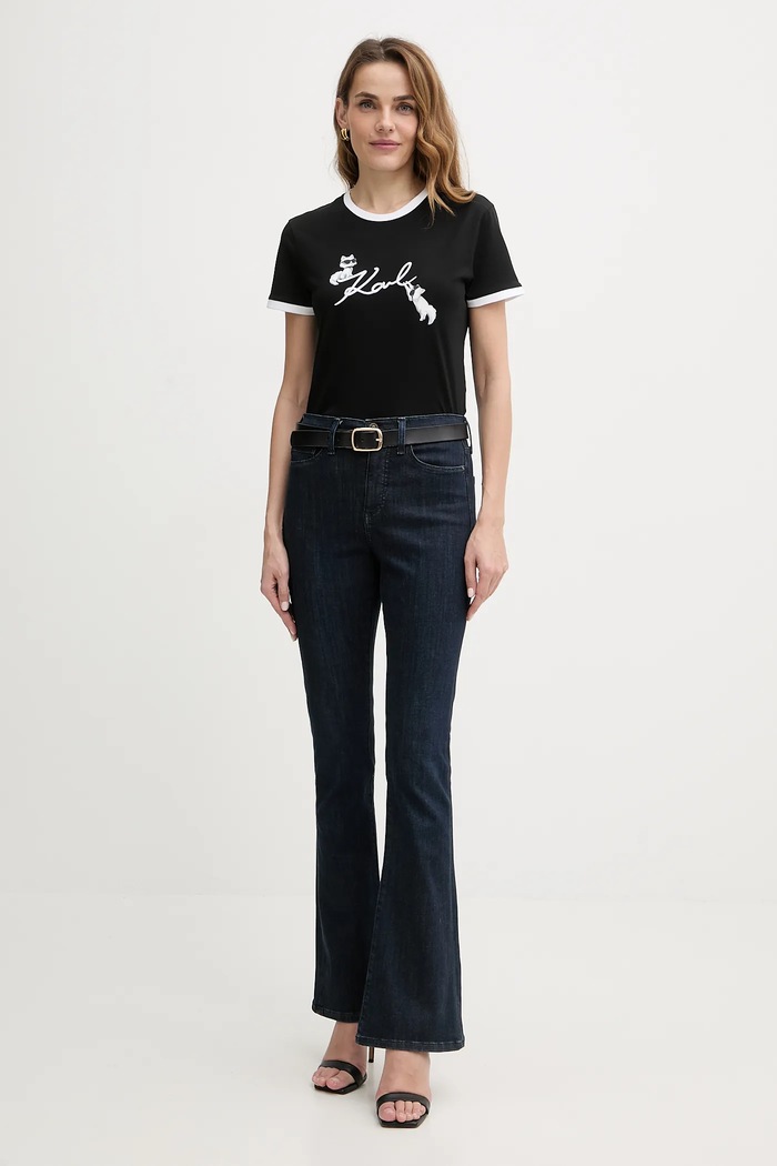 Karl Lagerfeld pamut póló IKON B1W17040 fekete SS26