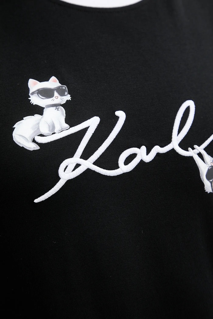 Karl Lagerfeld pamut póló IKON B1W17040 fekete