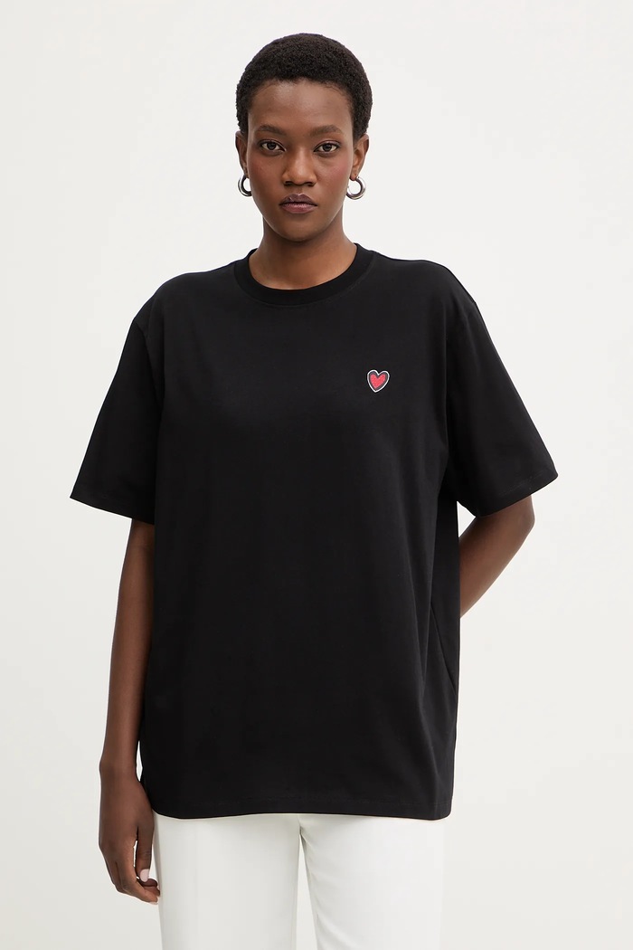 Βαμβακερό μπλουζάκι Karl Lagerfeld IKON στάμπα μαύρο B1W17090